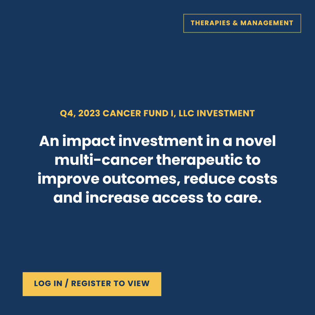Cancer Fund I portfolio company