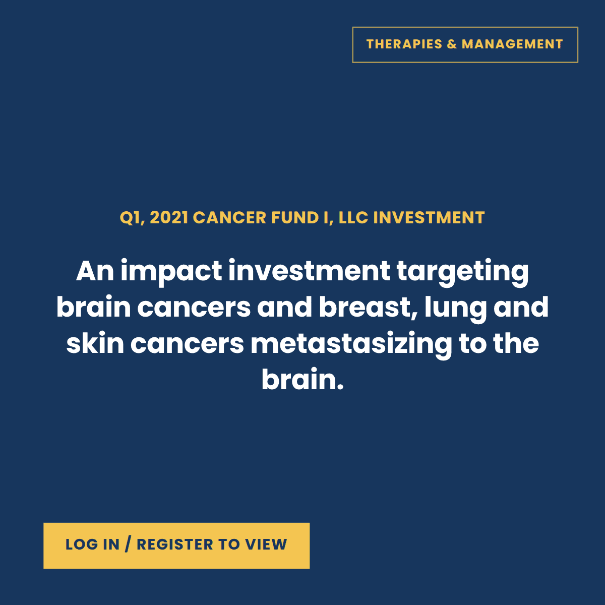 Cancer Fund I portfolio company